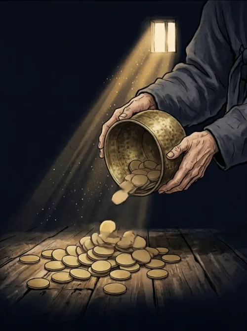 손에서 흘러내리는 동전